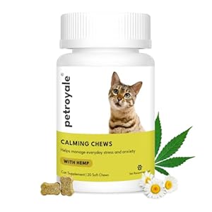 Petroyale Calming Chews for Cats | Reduces Anxiety in Cats | Eliminates Stress | Cat Behaviour Management | Non-Drowsy | Fast-Acting & Long-Lasting Relief | Suitable for Daily Use | 20 Chews