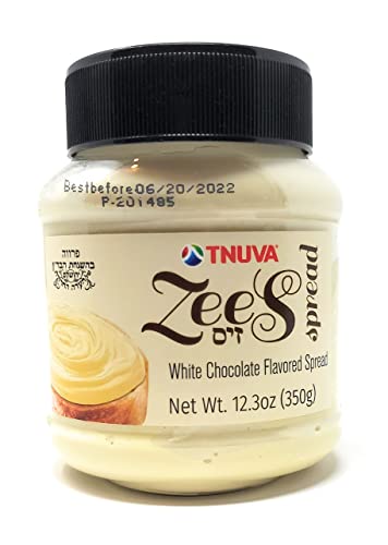 Tnuva Zees White Chocolate flavored Spread and Topping, White Chocolate Pastry Filling & Cake Filling - Creamy Topping for Cakes, Desserts, Ice Cream, Pie Filling, - Parve Kosher - 12.3 oz per Jar