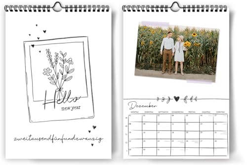 Fotokalender 2025 zum selber gestalten I Schwarz Wei&szlig; I Bastelkalender DIN A4 I DIY Kalender I Hochwertiger Wand-Kreativ-Kalender 2025 zum Selbstgestalten I Foto Bilder einkleben