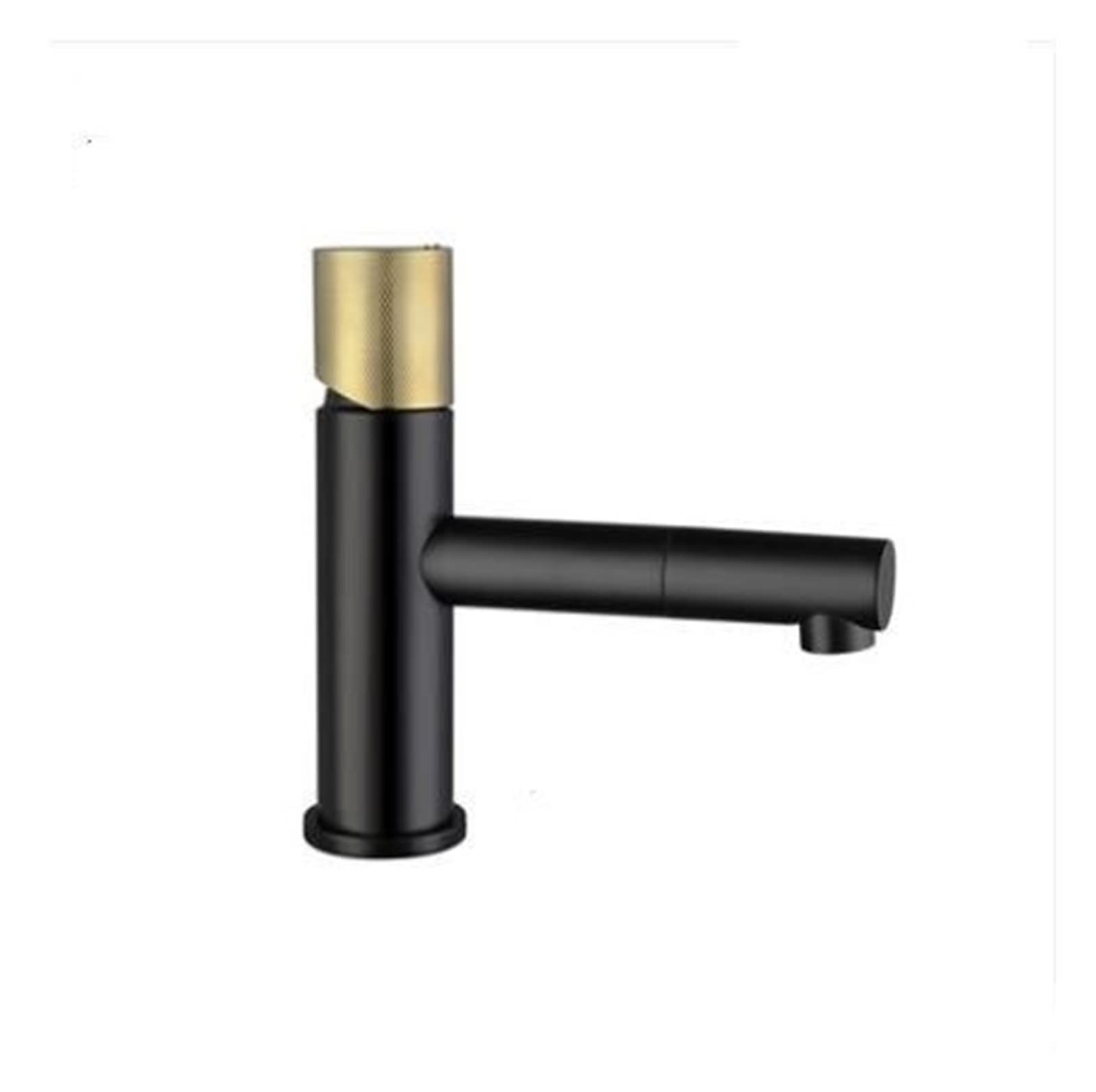 Robinet de lavabo noir et or avec mitigeur de salle de bains en laiton