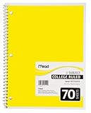 Mead Spiral Notebook, 1 Subject, College Ruled, Yellow (72217)