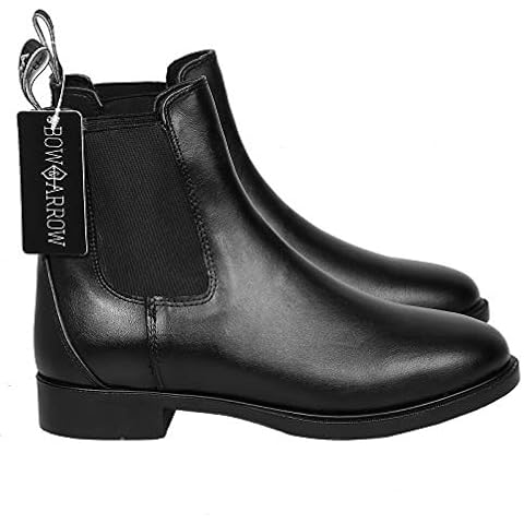 Bow & Arrow Riding Jodhpur Boots | Ladies Classic Equestrian Ankle Boots With Pull Tab Cap Toe Low Block Heel | Women Chelsea Girls Shoes Made With Leather Material Cover