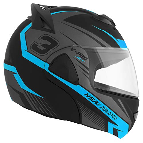 Pro Tork Capacete V-Pro Jet 3 Fosco 62 Preto/Azul Claro