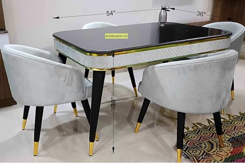 Image of WOODEN SPACE Wooden Dining Table with 4 Chair || Urban Dining Table for Dining Room (Grey)