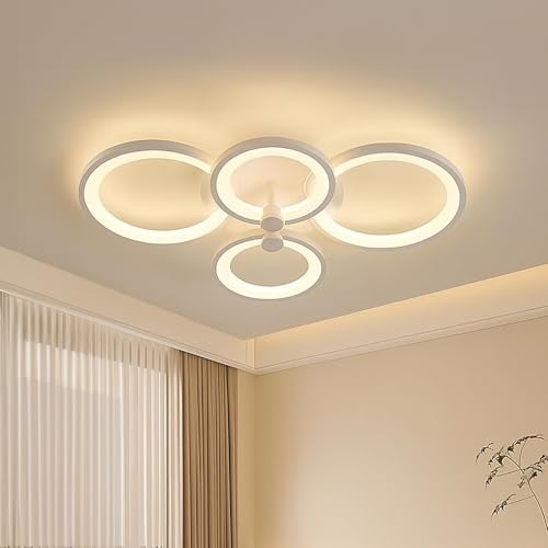 Image of Murphy 40W Modern LED Ceiling Light | 3 Color Change (Warm /Natural /Cool) | Round Ring Flush Mount Ceiling Lamp for Living Room, Bedroom & Hall | Pack of 1