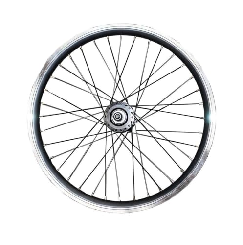 TDR 20 Inch Front Bicycle Wheel Rim Alloy Double Wall Black Steel Spokes V Brake Disc Brake System Folding E-Bike BMX Replacement Parts
