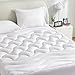 SLEEP ZONE Waterproof Mattress Pad Queen, Breathable Mattress Topper Quilted Fitted Cover Protector with Deep Pockets fits 8-21 inch, White