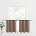 NICETOWN Short Kitchen Curtains Blackout Valance - Thermal Insulated Light Reducing Drapes for Half Kitchen/Basement Window (1 Pair, 42W by 24L + 1.2 inches Header, Cappuccino)