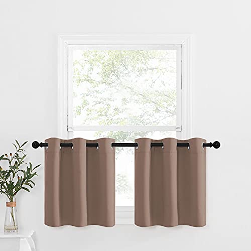 NICETOWN Short Kitchen Curtains Blackout Tiers- Thermal Insulated Light Reducing Window Treatment Valances Drapes for Half Kitchen/Basement Window (1