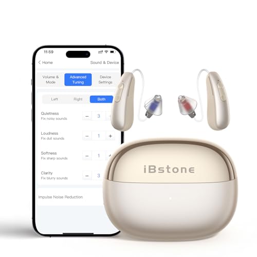 iBstone AuraLink Bluetooth OTC Hearing Aids for Seniors Adults, App-Controlled for Precise Fitting, AI Noise Reduction, Bluetooth 5.4 for Phone Call & Music Streaming, Compatible with iOS & Android