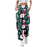 IsMoon Jogginghose Damen Weihnachten Motiv Lang Bequeme Sweathose mit Cinch-Bottom und...