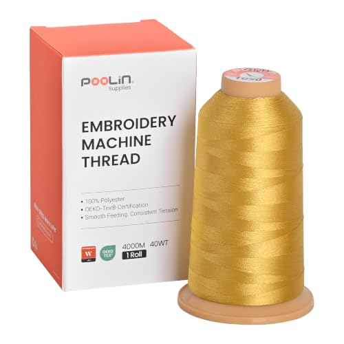 Image of Poolin Polyester Machine Embroidery Thread 4000M 40WT Antique Gold 1050