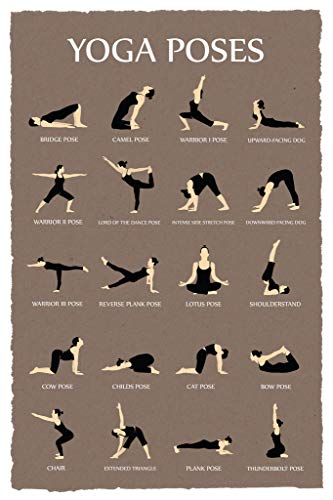 Yoga Poses Poster 12x18 Gray Wall Art