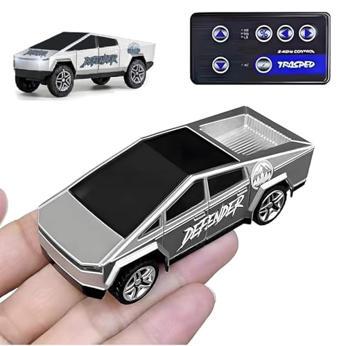 Image of Bestie toys Remote Control Small Car, 1:64 Scale Off-Road RC Car, USB Rechargeable 2.4GHZ Three Speed Indoor Alloy Vehicle for Kids (Tessla Cybertruck with No Trailer)