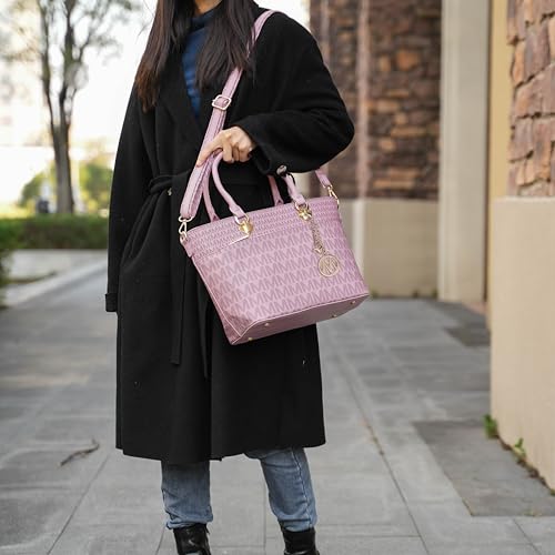 MKF Collection Signature Tote Bag for Women, Vegan Leather Top Handle Crossbody Bag Handbag Purse by Mia K4