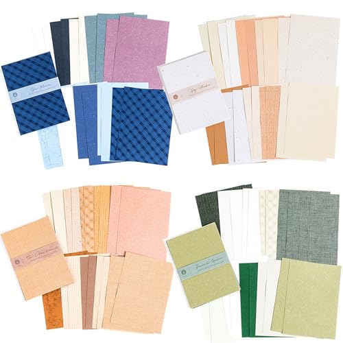 VIVIQUEN 80 Sheets Vintage Scrapbook Paper and Embossed Textured Set - 4 Pack Mixed Special Paper for Scrapbooking Planner Bullet Junk Journal Supplies Collage Card Embellishment A6 Size