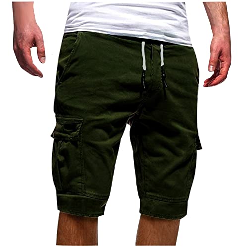 Mens Cargo Shorts Athletic Workout Gym Sweat Shorts Summer Casual Drawstring Elastic Waist Bermuda Short with Pockets