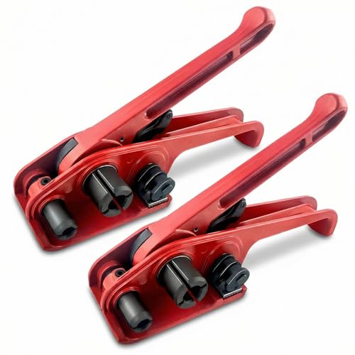 QWORK® 2 Stücke Manuelles Umreifungsgerät, für 13mm-19mm PP/PET Kunststoffspanner Umreifungsband Kit