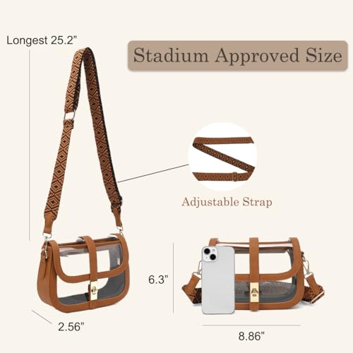 Image of LOXOMU Clear Bag for Stadium Events, Cute Clear Crossbody Bag Stadium Approved, Small Clear Concert Purse for Women