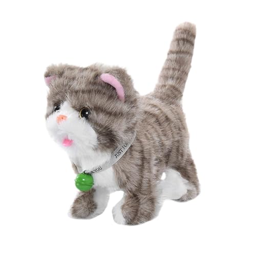 Peluche Jouet pour Interactif Chat, Jouet en Peluche Chat Qui Miaule et Marche, Queue Qui Remue, Electronique Jouets Chats avec Fonction d'enregistrement,...