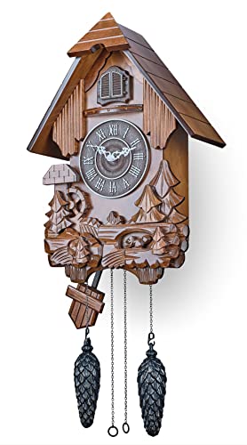 Timegear Cuckoo Clock With Automatic Night Mode, Swinging Pendulum And Quartz Movement (Brown) #TOP13