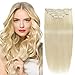 14"Remy Human Hair Clip in Extensions for Women Thick to Ends Bleach Blonde(#613) 6Pieces 70grams/2.45oz