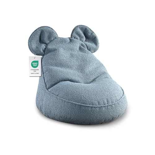 Gutekissen® Puff Infantil Miki con Orejas - Cómodo, cojín Montessori para habitación Infantil (Azul, 68/68/50 con Orejas)