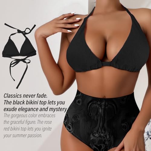 Sahunfri Haut de Maillot de Bain Bikini pour Femmes Aux Grandes Seins,Style String Bikini,Triangle Top (FR/ES, Alpha/Lettres, Grand, Taille Normale, Taille Normale, Noir) – vue 5