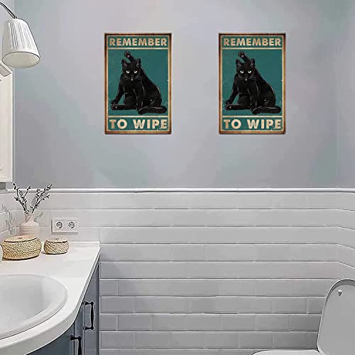Remember To Wipe Cat Tin Sign Coffee Cats Print Black Cat Metal Poster Love Cats Vintage Metal Sign Cat Metal Poster Art Funny Cat Vintage Black Cat 8X12 Inch #TOP3