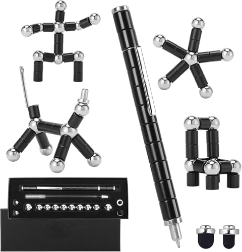 Image of GDNK Black Color Decompression Magnetic Metal Pen Toy Pen With Magnetic Rings And Steel Balls Multifunction Writing Magnet Toys Gifts For Kids (Black)