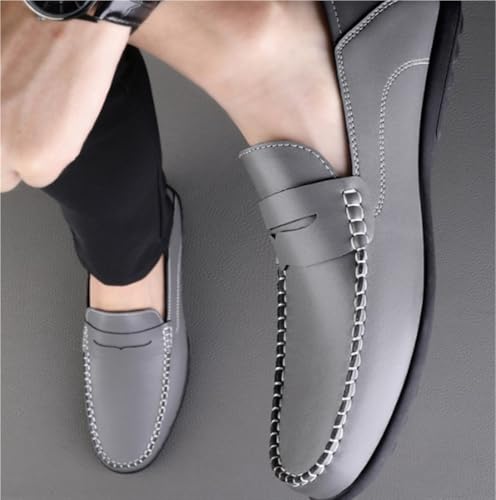 Flat Heel Lightweight Flexible Fashion Slip On Men's Loafers Shoes Round Toe Solid Color4