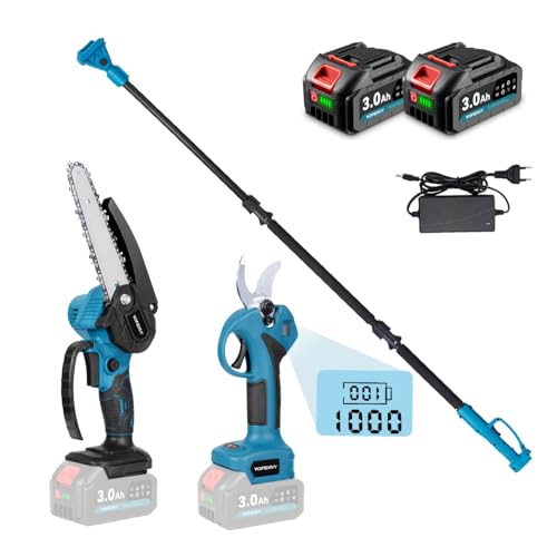 Yofidra 4 in 1 Motosega telescopica, potatore asta e forbici da giardino elettriche a batteria -...