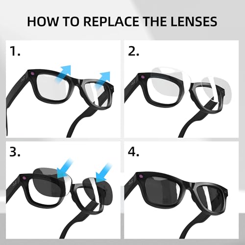 Image of HiBloks Replacement Lenses for Ray-Ban Meta Wayfarer (RW4008 Size L), UV Protection Sunglass Lens Set for Smart Glasses, Premium Lens Kit for Men & Women Driving, Cycling or Outdoor (Black)