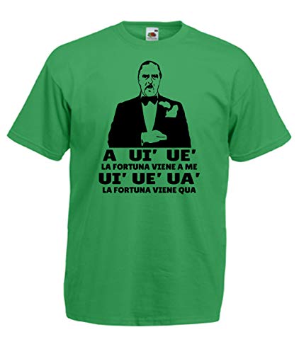 T-Shirt Maglietta Fantozzi LA Fortuna Viene A Me Duca Conte Semenzara (Large, Verde)