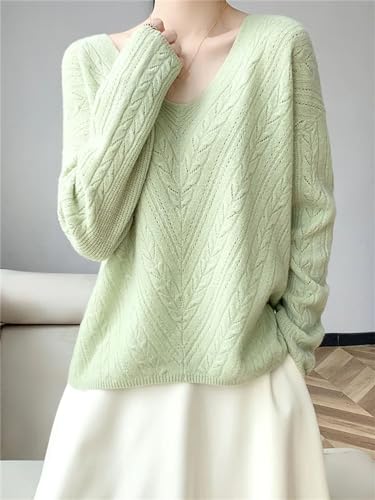 Women Wool Hollow V-Neck Pullover Cashmere Sweater Hollow Out Top3