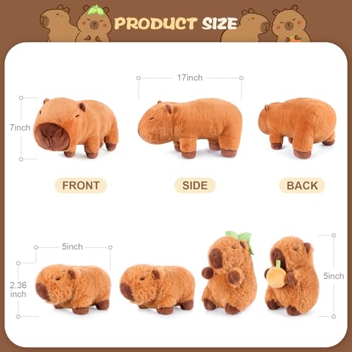 5-in-1 Capybara Stuffed Animals with Babies Inside, 5Pcs Set Capybara Plush with Mommy & 4 Babies, Soft Pillow Plushies Decor, Cute 3 to 8 Year Old Girl Gift, Imaginative Play Toy (Capibara)