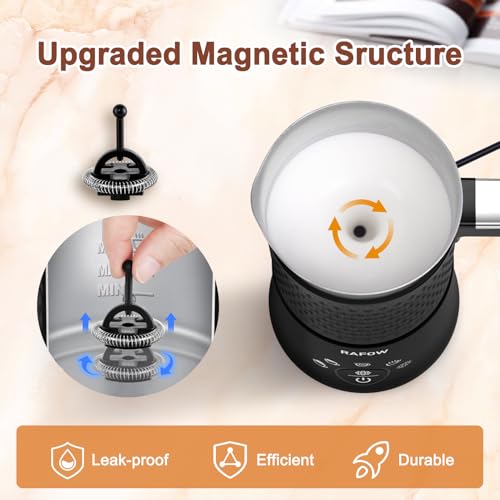 Milk Frother and Steamer - 5 In 1 Milk Frother Electric 11.8oz Automatic Milk Steamer Hot & Cold Foam Maker and Milk Warmer - Dishwasher Safe & Silent Working for Coffee,Latte,Cappuccino,Hot Chocolate
