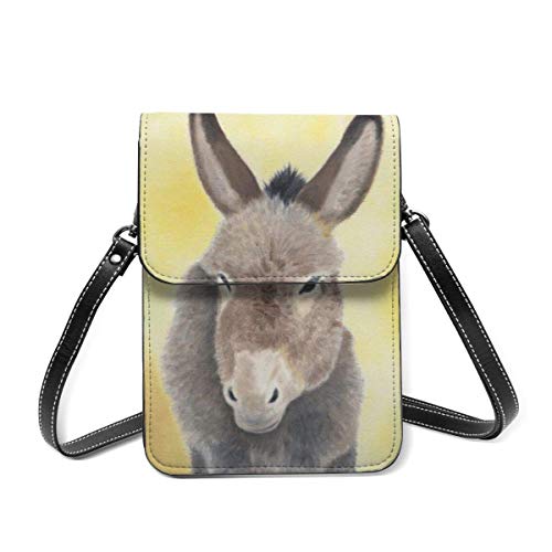DJNGN Monedero para teléfono Celular, Bolso Bandolera pequeño Burro Mini Bolso para teléfono Celular Monedero para Pasaporte con Correa de Hombro Ajustable