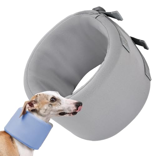 Collar inflable protector para perros y gatos | Cono protector ajustable cómodo para perros para recuperación, para perros, cuidado de heridas plegable, evita que las mascotas toquen el escudo de