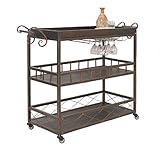 Style industriel vintage : le design du chariot de bar en métal avec un cadre en métal de haute qualité, et également rustique lui donne un style industriel vintage qui le rend bien adapté à votre goût d'intérieur