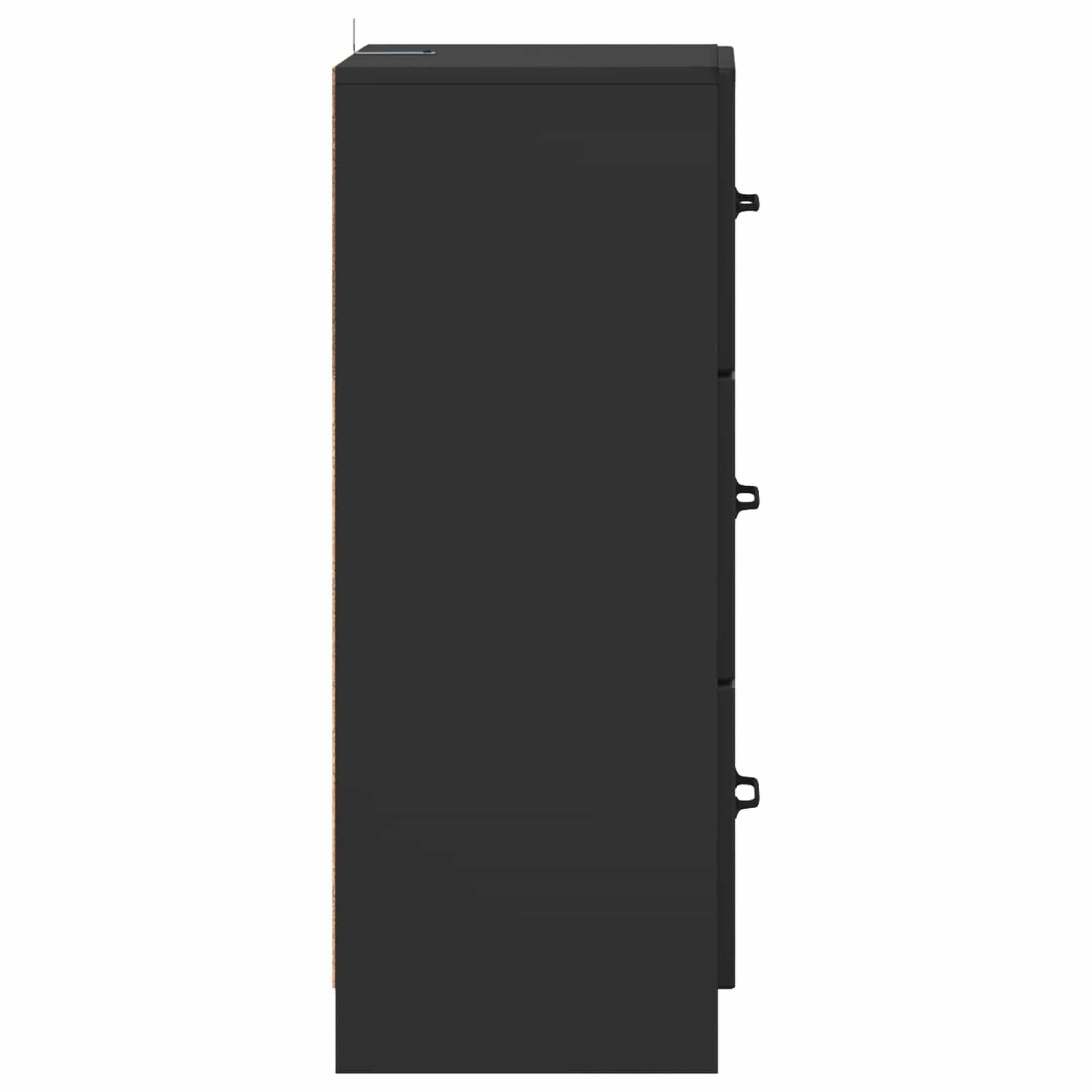 Schrank mit Schubladen, schwarz, 33 x 34,5 x 87 cm, aus technischem Holz | 3 Schubladen, ergonomische Griffe, rechteckiges Design, einfache Wartung, vielseitige Verwendung