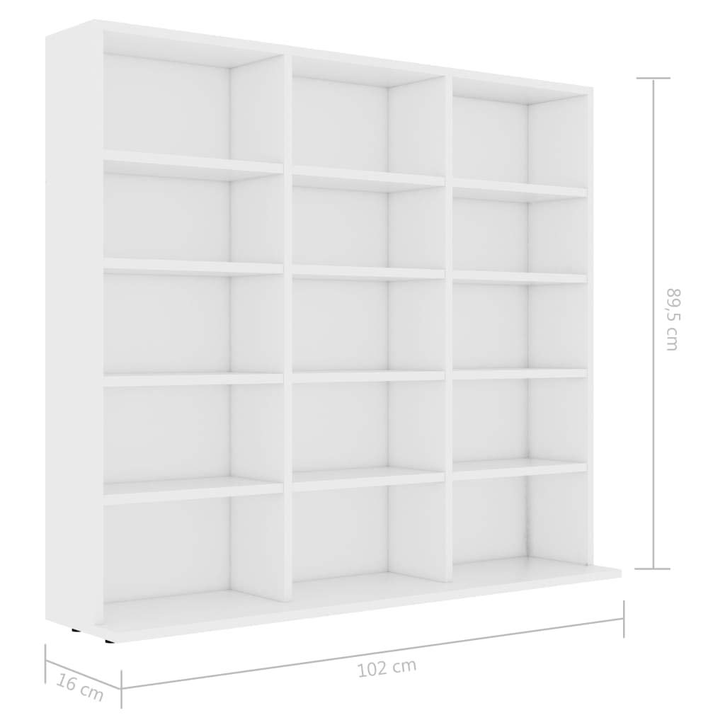 Estantería para CD, Vitrinas para Colecciones De Pie, Estanterias, Vitrina para Perfumes, Mueble CD, Mueble Estanteria, de aglomerado Blanco 102x23x89,5 cm