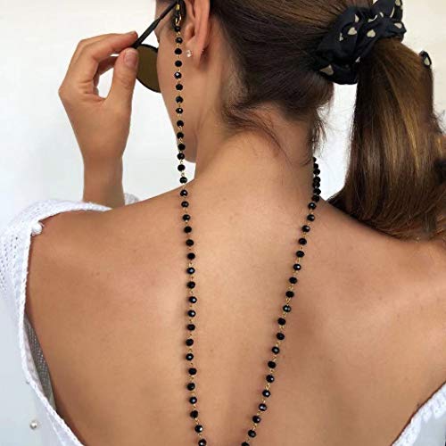 La catena per occhiali con strass neri è adatta per l'uso quotidiano e per occasioni formali e può essere abbinata a occhiali da sole, occhiali da lettura e altri occhiali; è adatta come regalo per San Valentino, anniversario, festa per la tua fidanzata e la tua madre