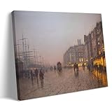 XuXueCC Liverpool from Wapping 1885 von John Atkinson Grimshaw, Maler, Kunstwerk_auto_x2, Bilderdruck, Leinwand, Wandfarbe, Kunst, Dekor, moderne Wohnkunstwerke, Geschenkidee, Rahmen, 60 x 90 cm