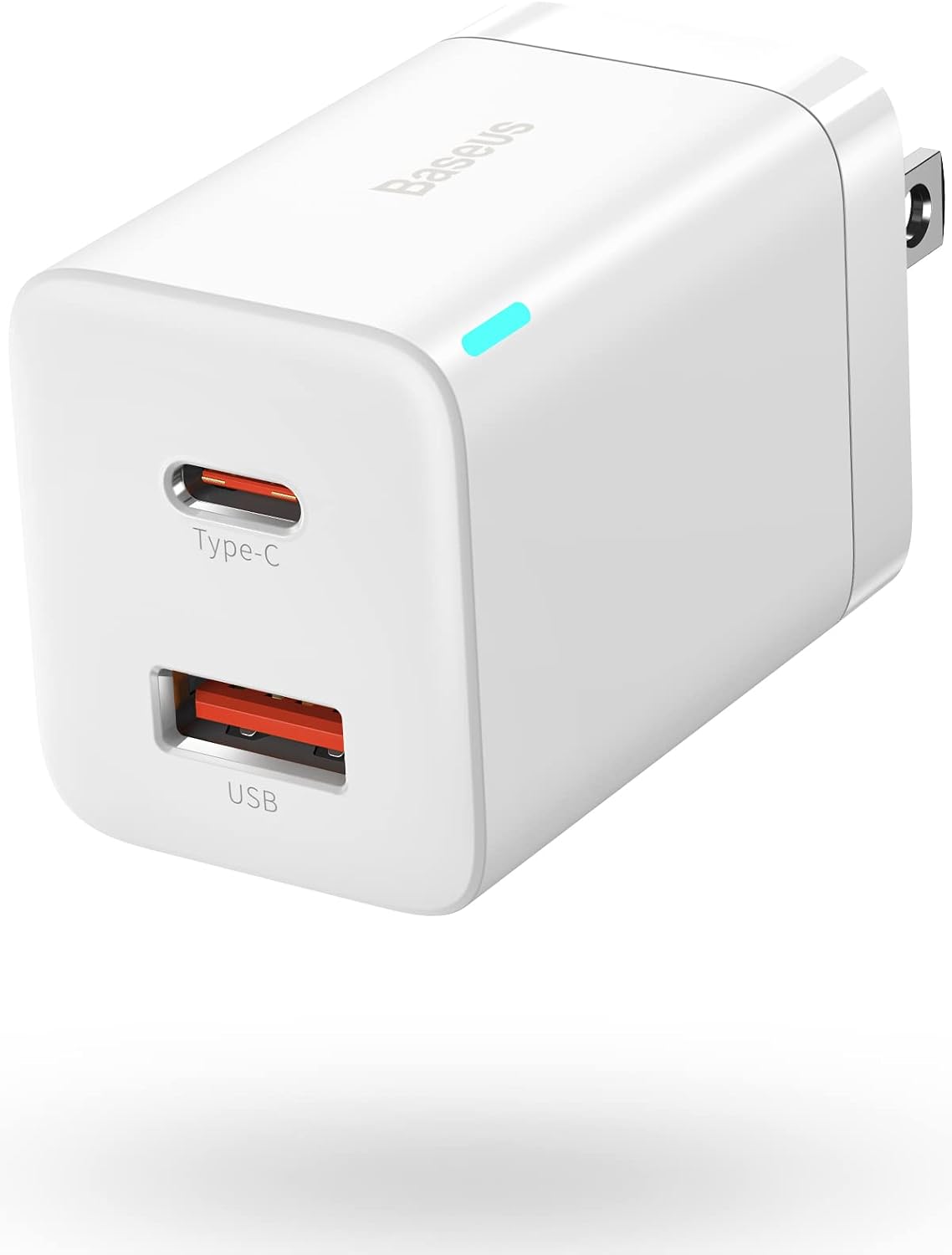 USB C Charger, Baseus 30W Dual Port USB C Charger Block, Fast Compact PD Charger with Foldable Plug for iPad Pro/Air/Mini, iPhone 14/14 Pro/14 Pro Max/13 Pro/12/SE/11/XR/XS, Samsung, Pixel 6, White