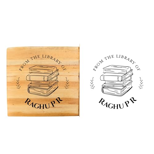 Image of Kunya Personalised Book Stamp with Your Name(3.5 cm Dia), customised for Stamping Books for Readers, Great Gift for booklovers, Kids, Teachers (Classic Library)