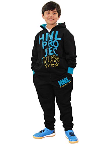 Chándal para niños con impresión HNL Projection en sudadera y pantalones negro y azul 13 Años