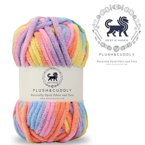Image of NESTNHAVEN, Plush & Cuddly, Chenille Yarn Supersoft Knitting Wool Ball, (1 Ball /100 Gram Each) Multi Colour Ball Suitable for Craft, Babywear, Baby Blankets, 5 Bulky, Shade no - NNHB024