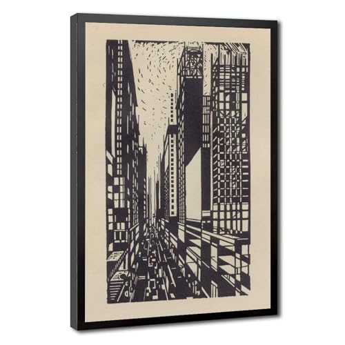 Toile gratte-ciel sous construction Max Thalmann avec cadre suspendu haut de gamme