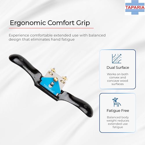 Image of Taparia Spoke Shave SPS 151 (250 mm) - Precision Woodworking Tool with Carbon Steel Blade, Brass Adjustment Screws and Contoured Ergonomic Handle